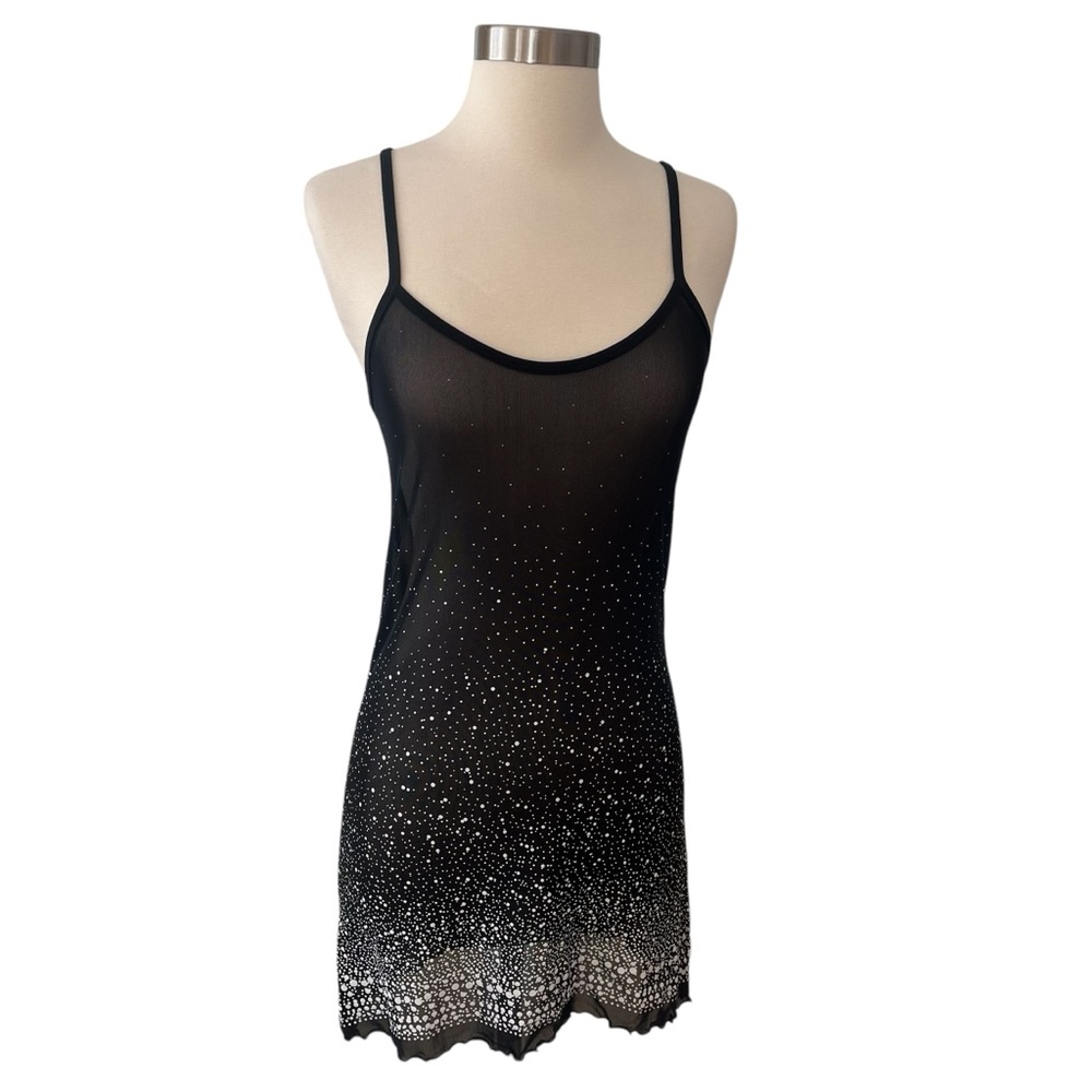 Vintage 80s sheer black white slip dress chemise XS - Picture 2 of 12